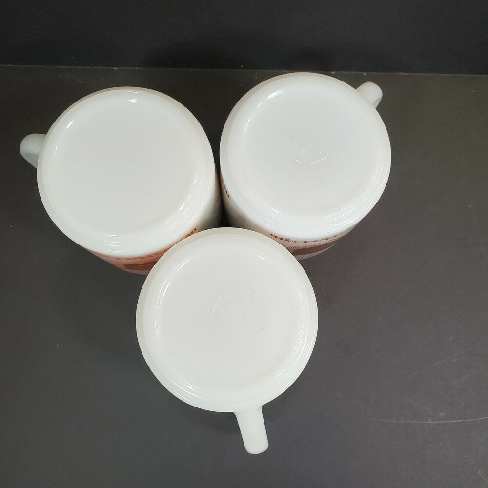 3 Vtg Federal White Milk Glass Mug RX Pharmacy Apothecary Gold Black Crest - Picture 3 of 7